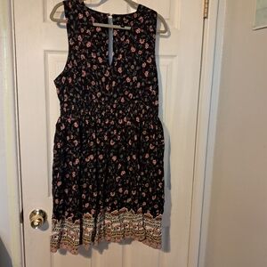 Torrid Floral Sleeveless Dress with Patterned Hem